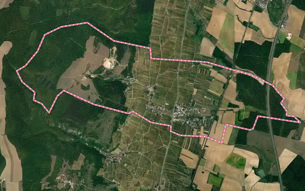 Vue satellite de Morey-Saint-Denis avec ses contours administratifs