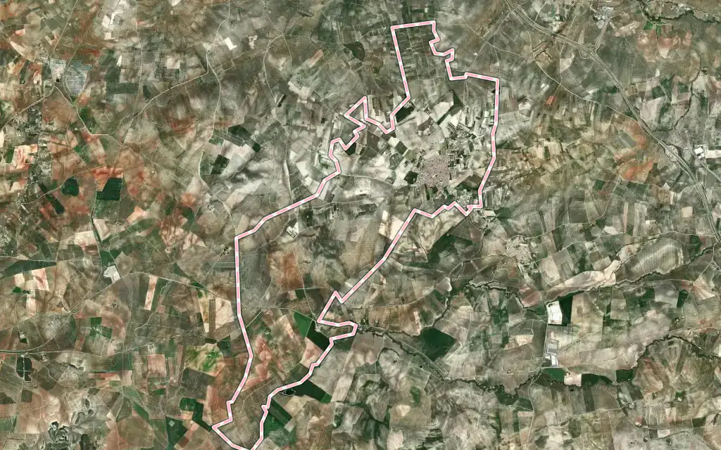 Vista satélite de Moriles con su contorno administrativo