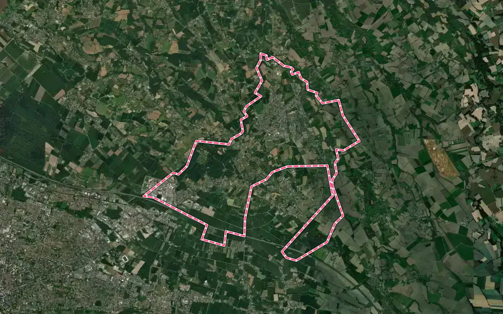 Vue satellite de Morlaàs avec ses contours administratifs