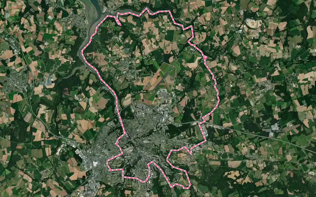Vue satellite de Morlaix avec ses contours administratifs