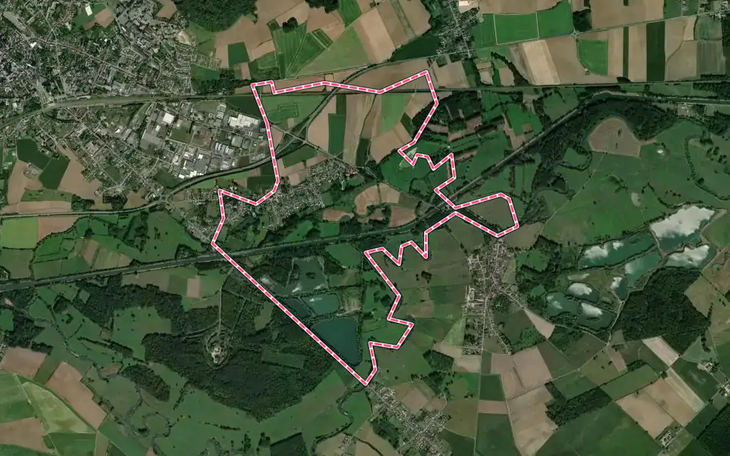 Vue satellite de Morlincourt avec ses contours administratifs