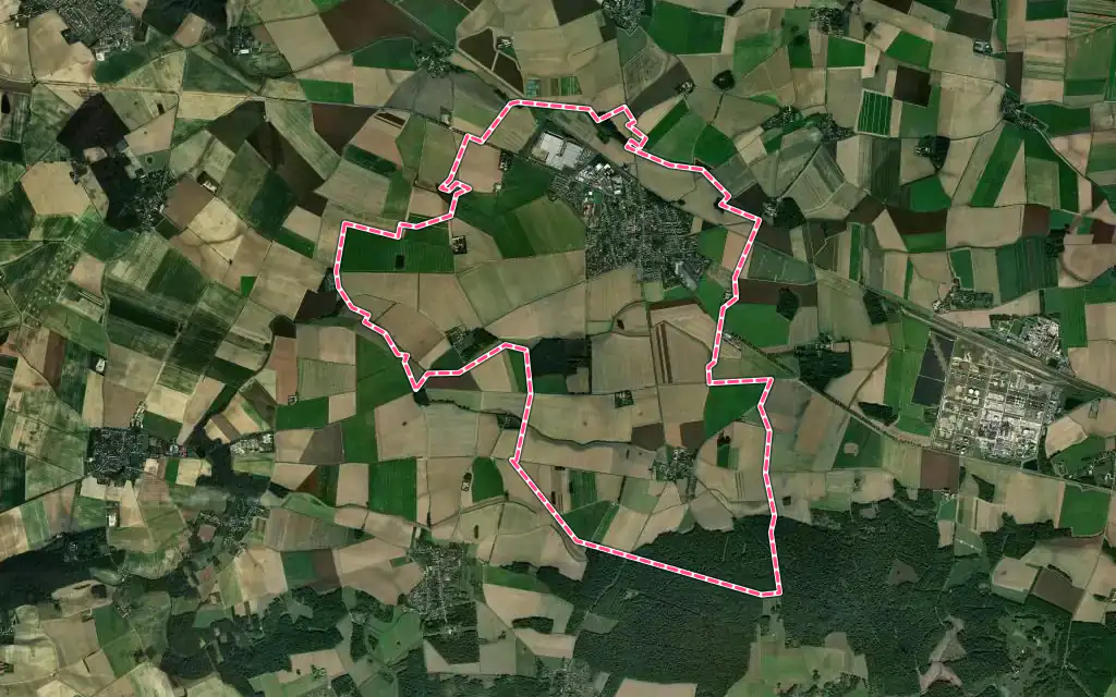 Vue satellite de Mormant avec ses contours administratifs