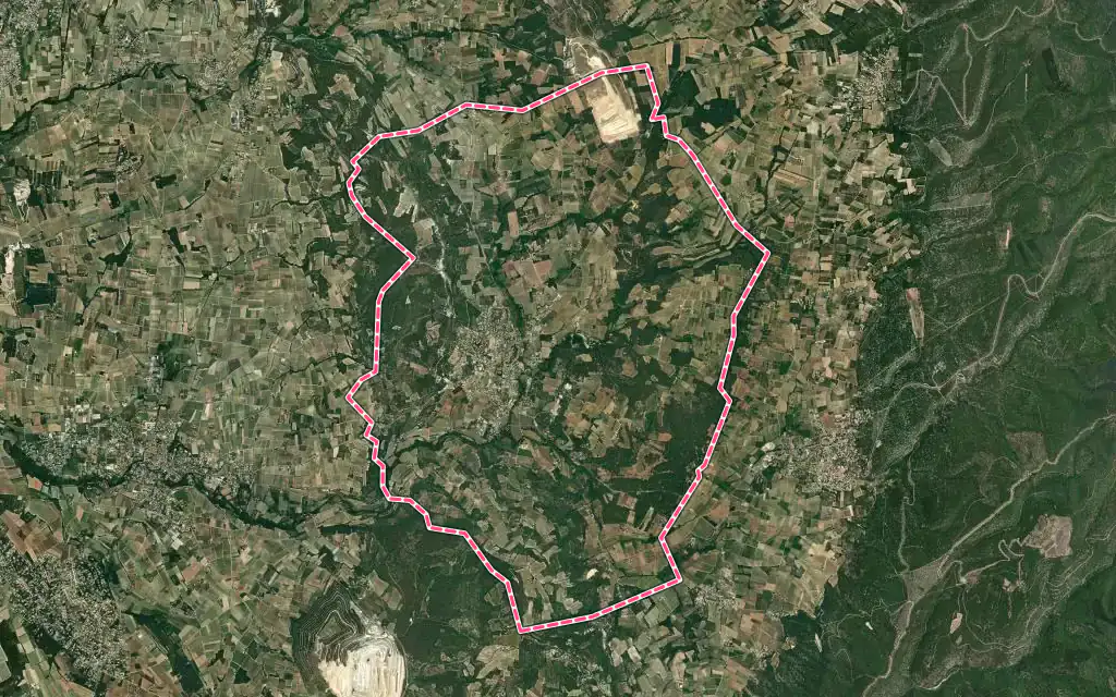 Vue satellite de Mormoiron avec ses contours administratifs