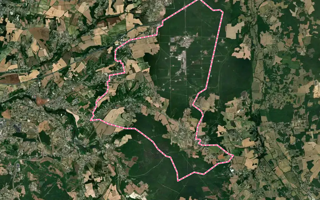 Vue satellite de Mornac avec ses contours administratifs
