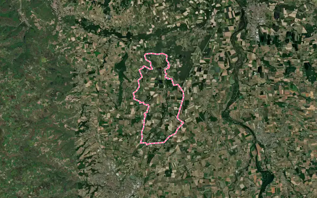 Vue satellite de Mornand-en-Forez avec ses contours administratifs