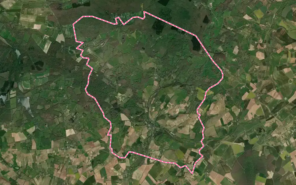 Vue satellite de Morogues avec ses contours administratifs