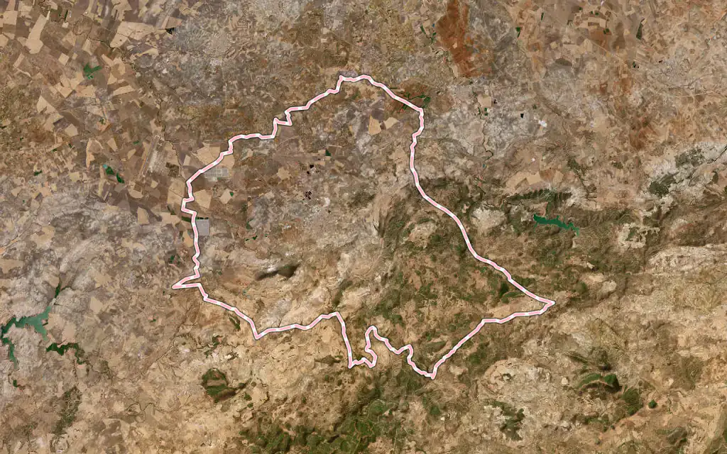 Vista satélite de Morón de la Frontera con su contorno administrativo