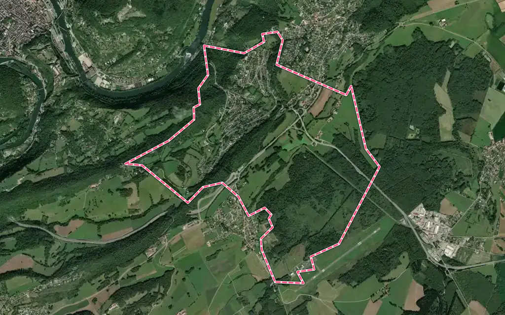 Vue satellite de Morre avec ses contours administratifs