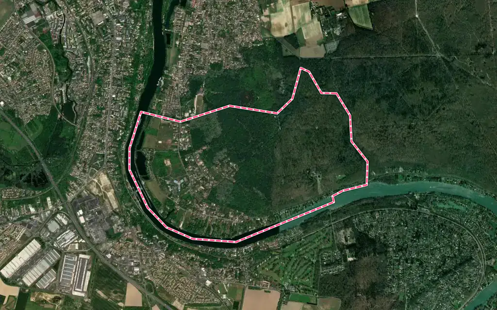 Vue satellite de Morsang-sur-Seine avec ses contours administratifs