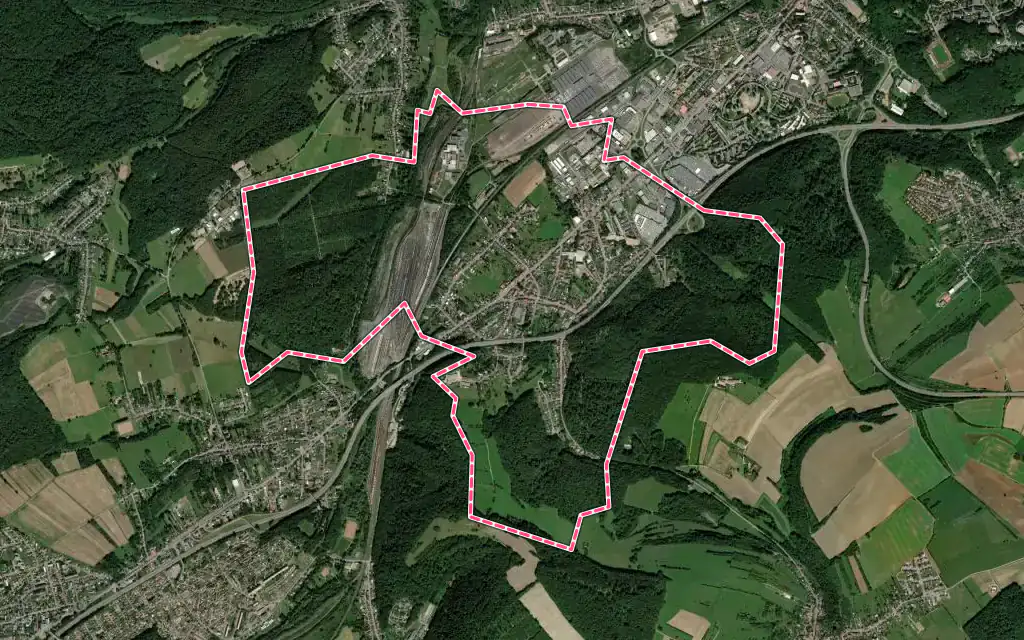 Vue satellite de Morsbach avec ses contours administratifs