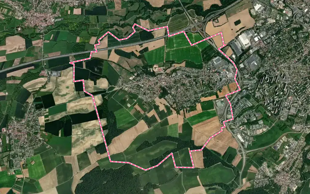 Vue satellite de Morschwiller-le-Bas avec ses contours administratifs