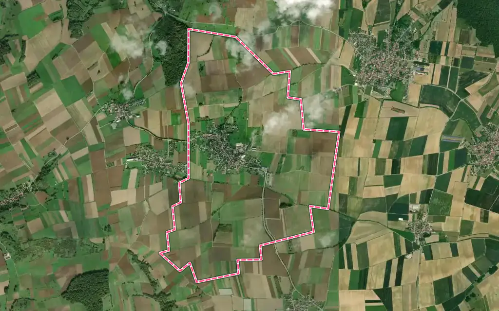 Vue satellite de Morschwiller avec ses contours administratifs