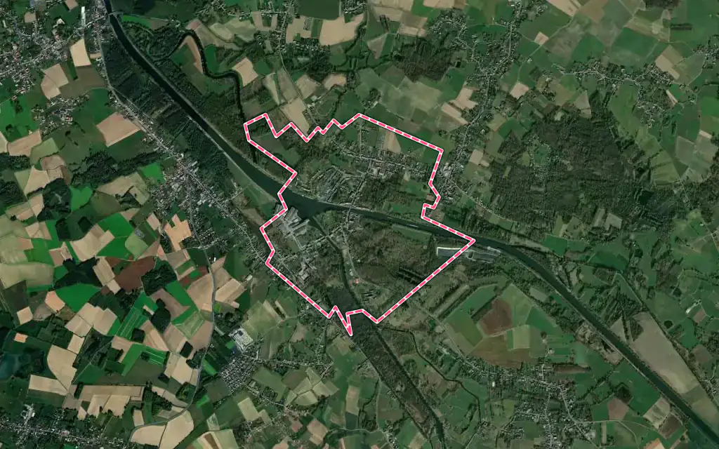 Vue satellite de Mortagne-du-Nord avec ses contours administratifs