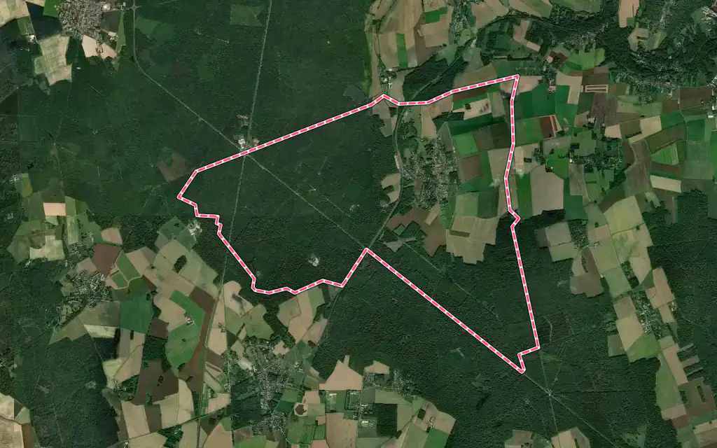 Vue satellite de Mortcerf avec ses contours administratifs