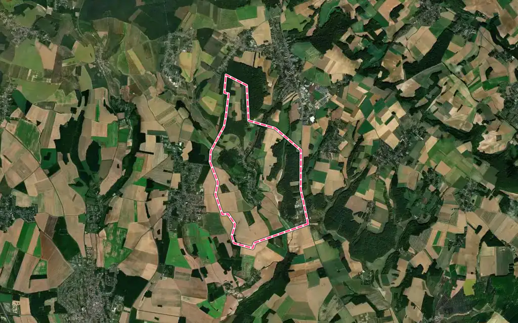Vue satellite de Mortefontaine-en-Thelle avec ses contours administratifs