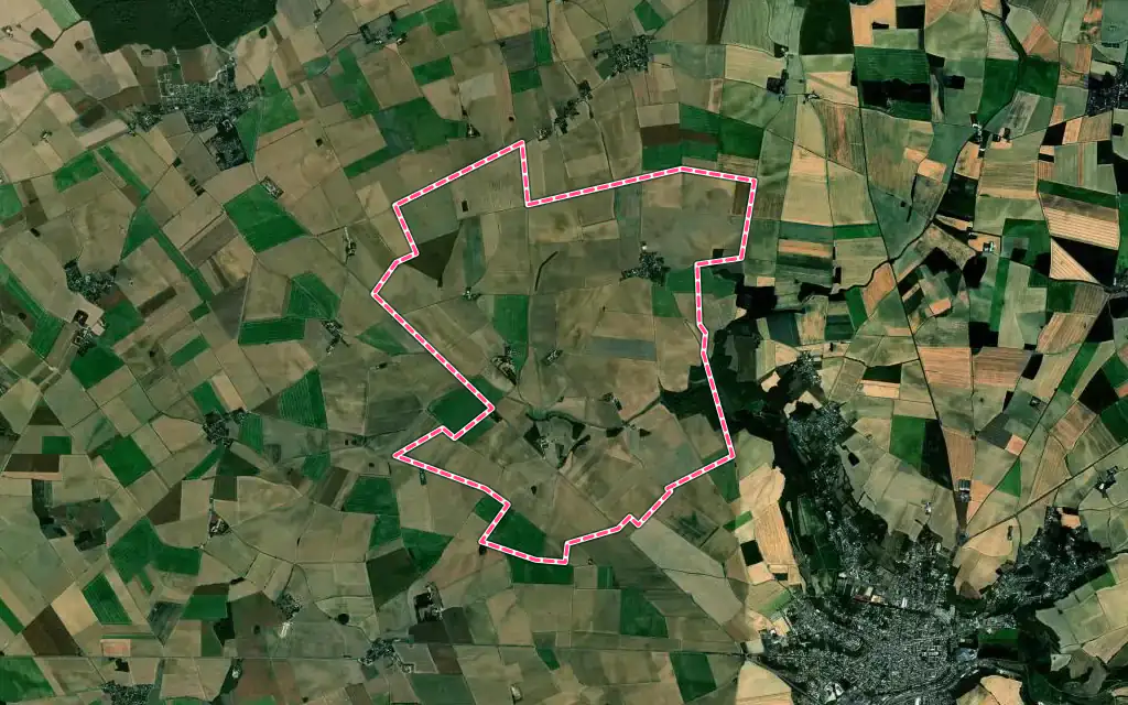 Vue satellite de Mortery avec ses contours administratifs