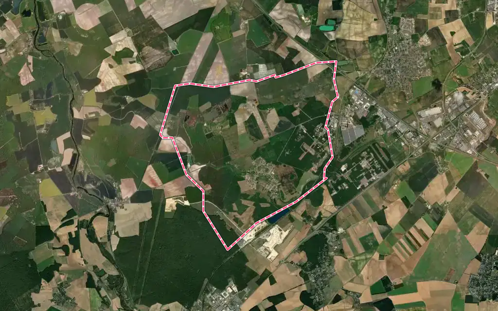 Vue satellite de Morthomiers avec ses contours administratifs