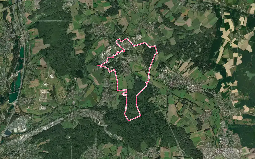 Vue satellite de Morvillars avec ses contours administratifs