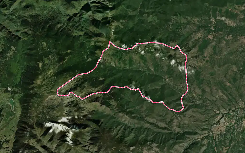 Vue satellite de Mosset avec ses contours administratifs