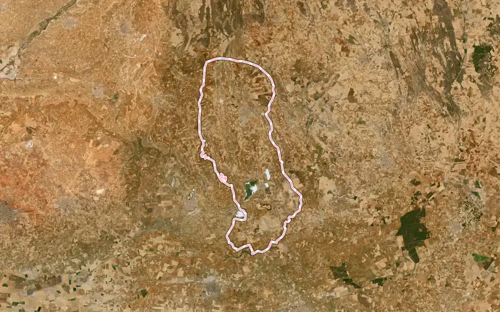 Vista satélite de Mota del Cuervo con su contorno administrativo