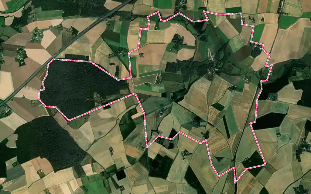 Vue satellite de Mottereau avec ses contours administratifs