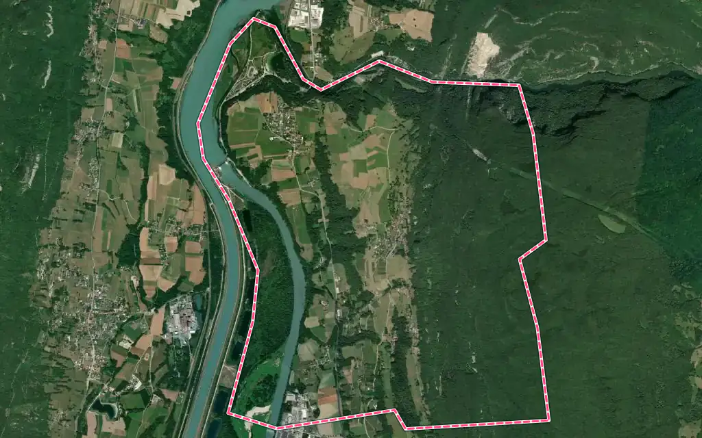 Vue satellite de Motz avec ses contours administratifs