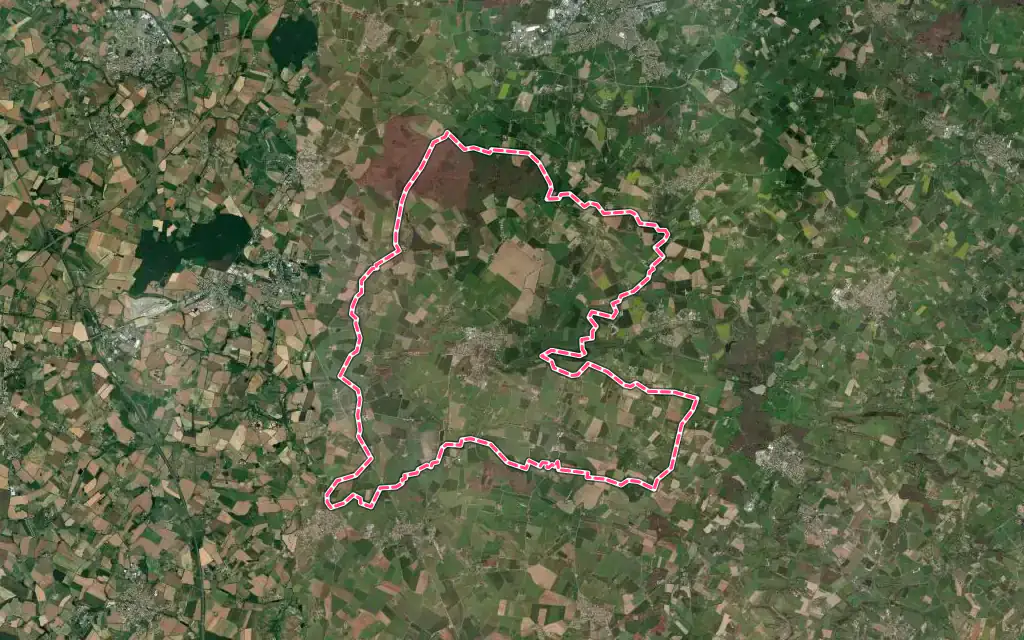 Vue satellite de Mouchamps avec ses contours administratifs