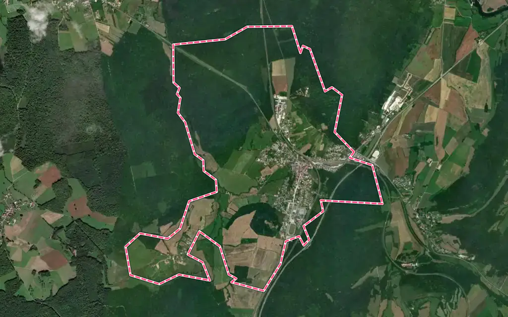 Vue satellite de Mouchard avec ses contours administratifs