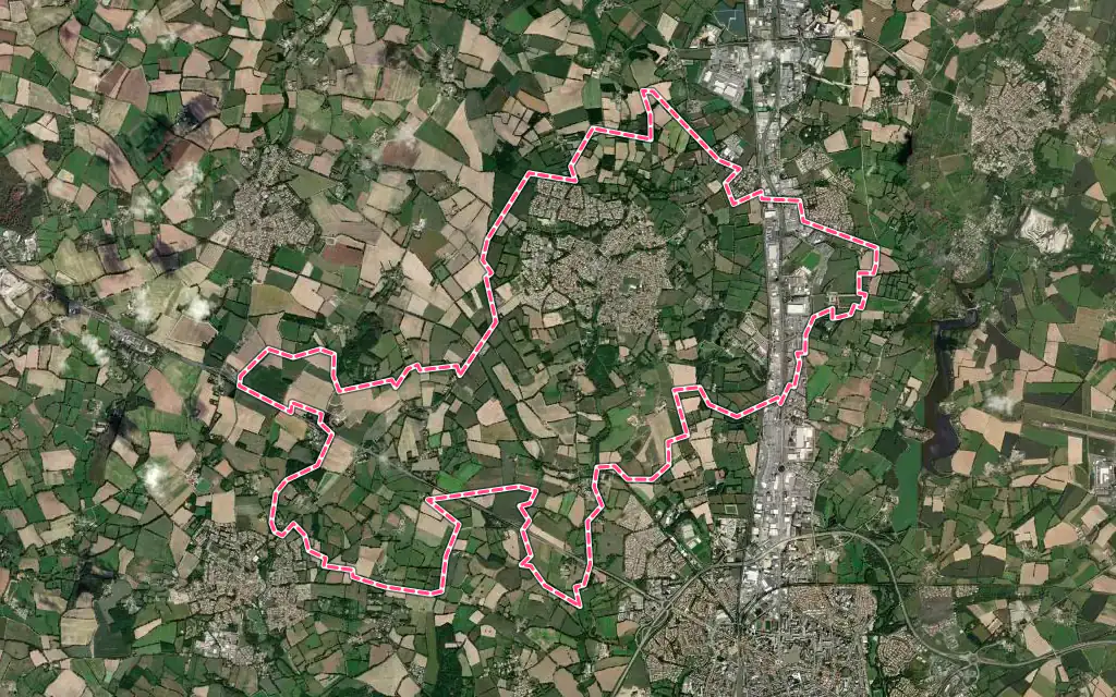 Vue satellite de Mouilleron-le-Captif avec ses contours administratifs