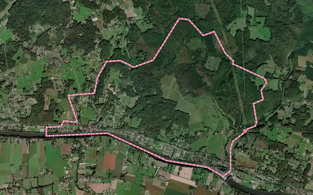 Vue satellite de Mouleydier avec ses contours administratifs