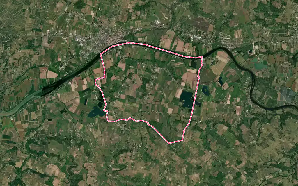 Vue satellite de Mouliets-et-Villemartin avec ses contours administratifs