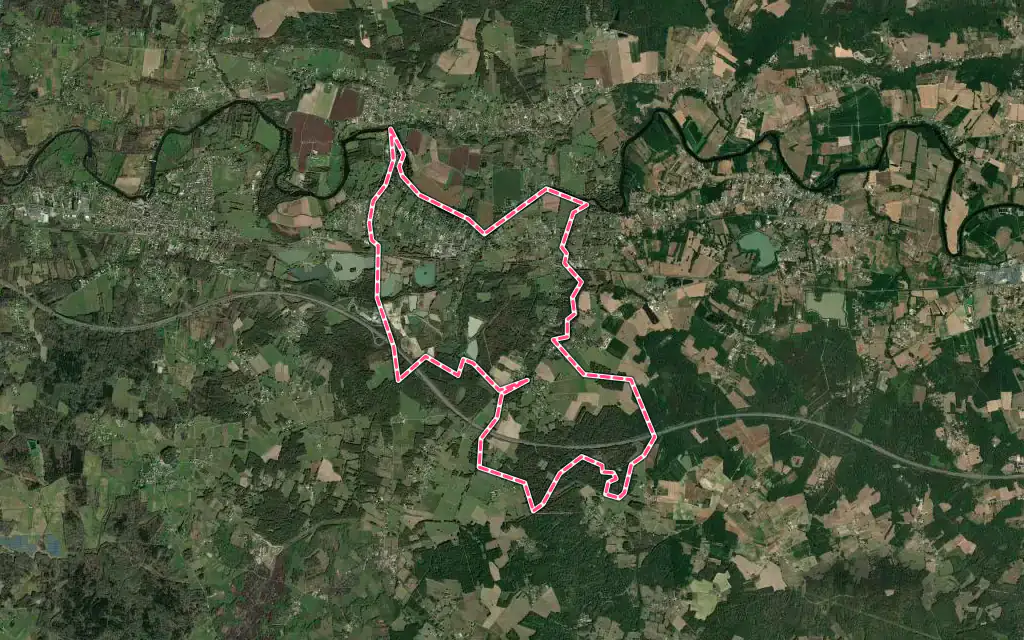 Vue satellite de Moulin-Neuf avec ses contours administratifs