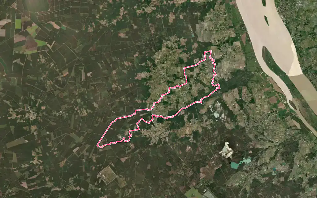 Vue satellite de Moulis-en-Médoc avec ses contours administratifs