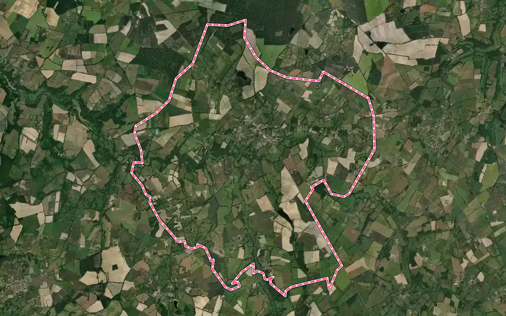 Vue satellite de Moulismes avec ses contours administratifs