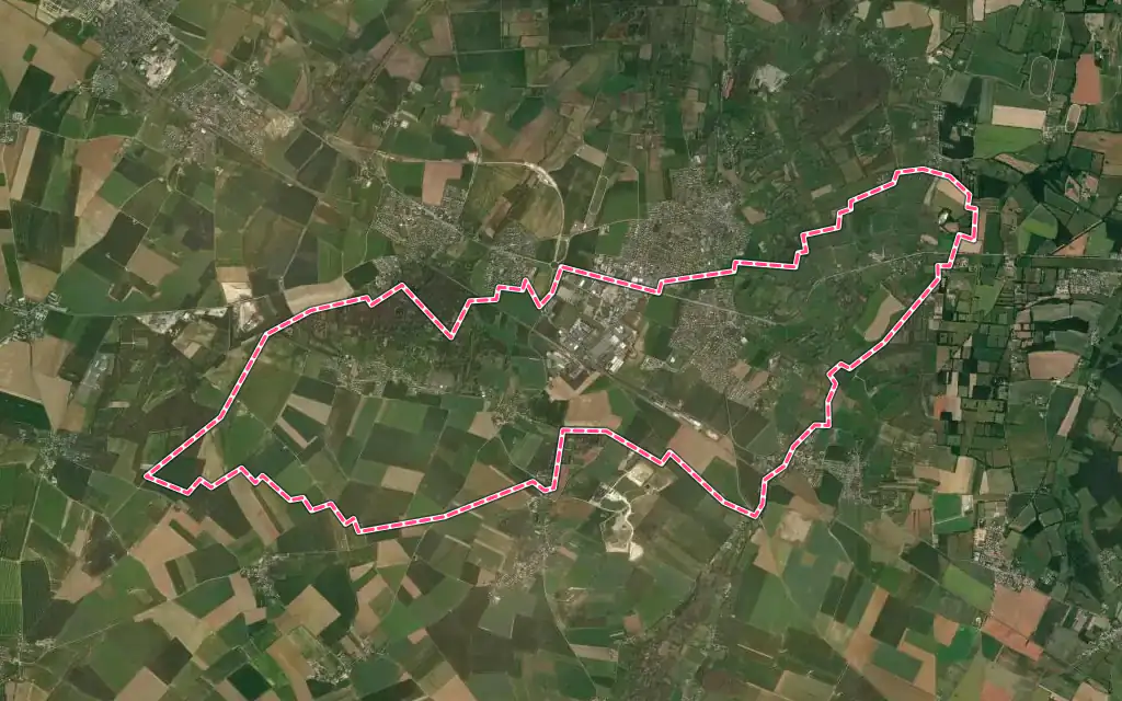 Vue satellite de Moult-Chicheboville avec ses contours administratifs