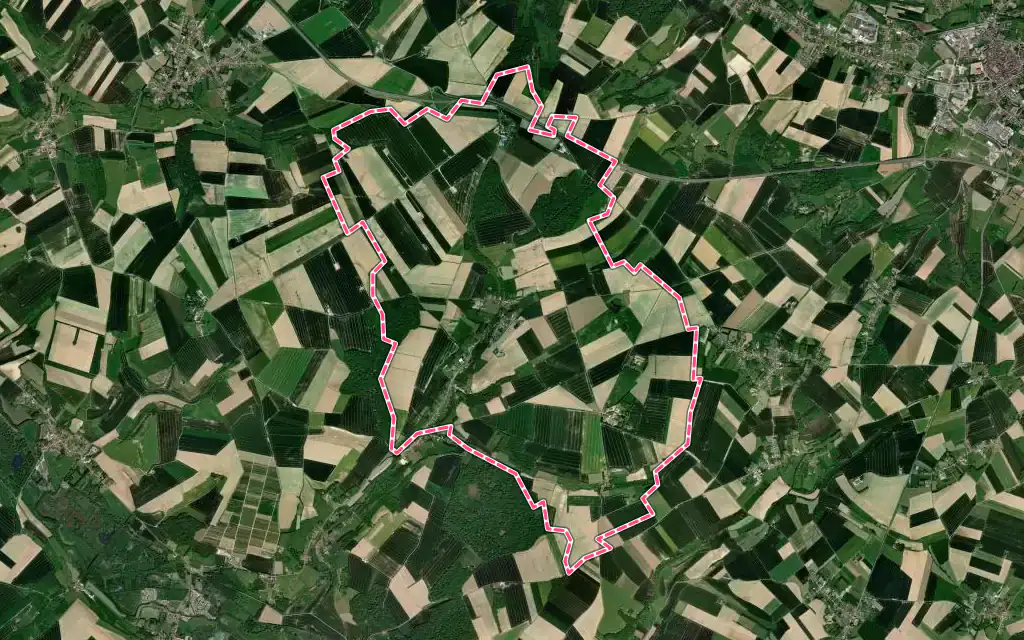 Vue satellite de Mouriez avec ses contours administratifs