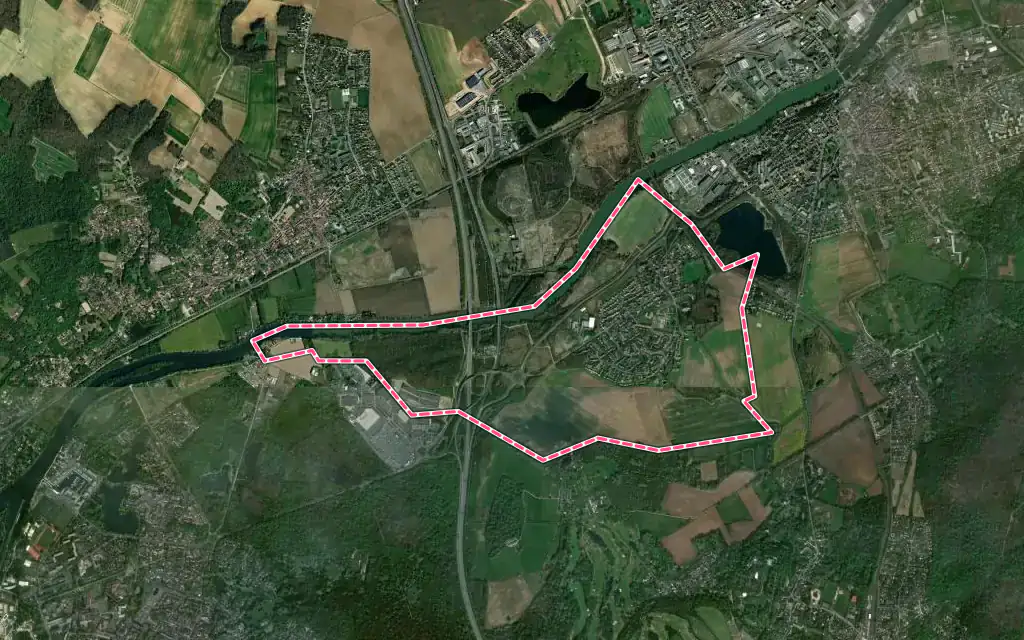 Vue satellite de Mours avec ses contours administratifs