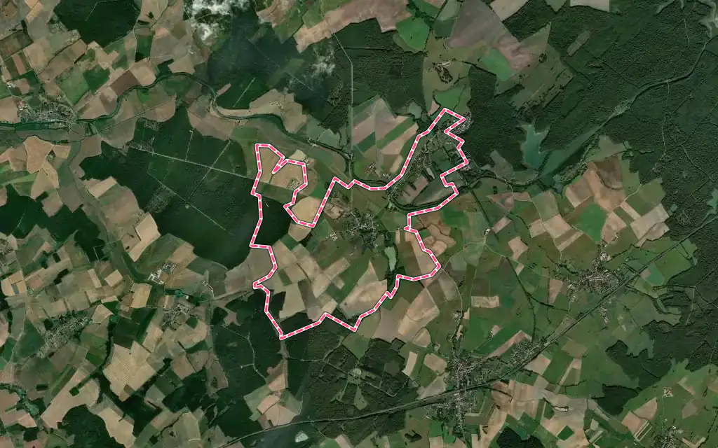 Vue satellite de Moussey avec ses contours administratifs