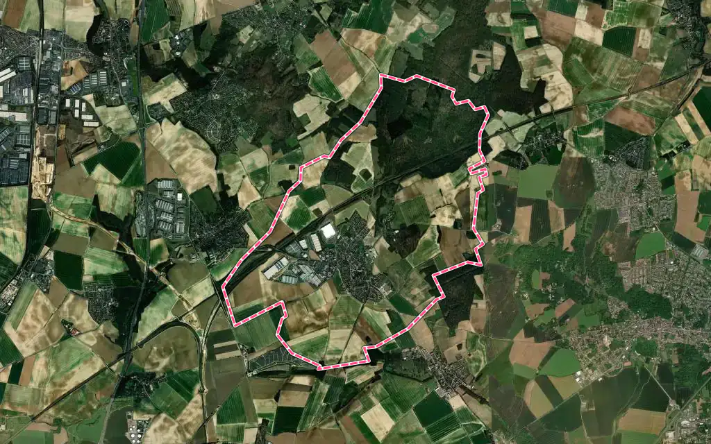 Vue satellite de Moussy-le-Neuf avec ses contours administratifs