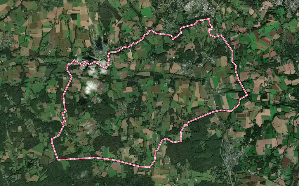 Vue satellite de Moustoir-Ac avec ses contours administratifs