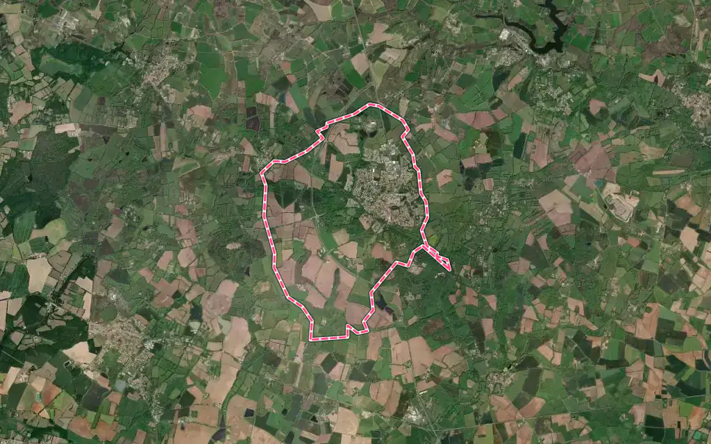 Vue satellite de Moutiers-les-Mauxfaits avec ses contours administratifs