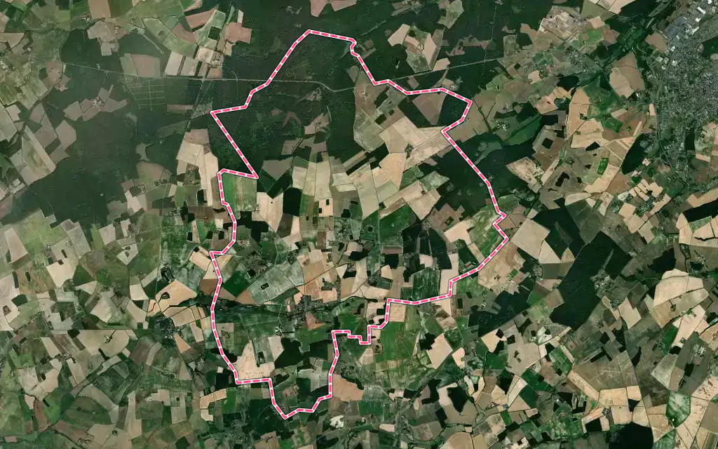 Vue satellite de Mouzay avec ses contours administratifs