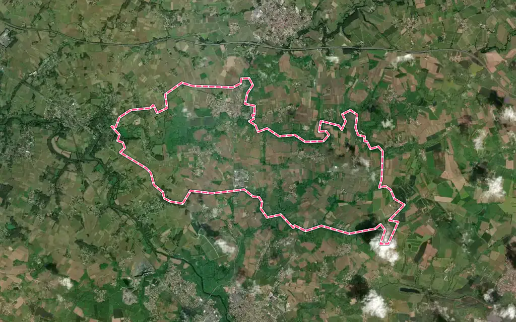 Vue satellite de Mouzillon avec ses contours administratifs