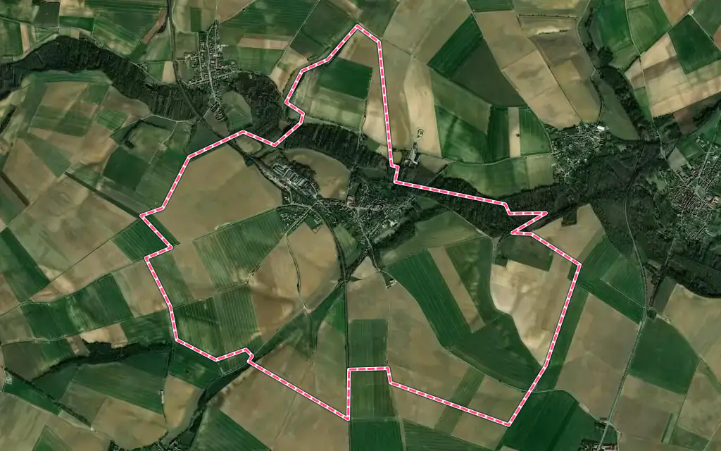 Vue satellite de Moyenneville avec ses contours administratifs