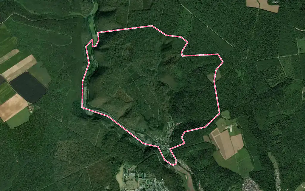 Vue satellite de Moyeuvre-Petite avec ses contours administratifs