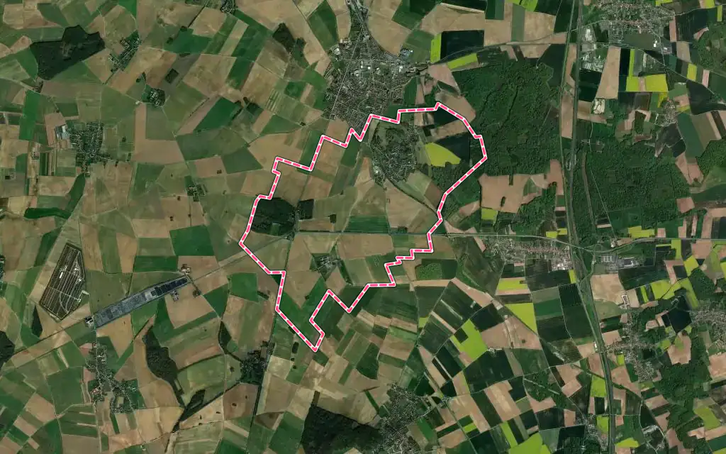 Vue satellite de Moyvillers avec ses contours administratifs