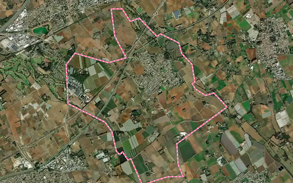 Vue satellite de Mudaison avec ses contours administratifs