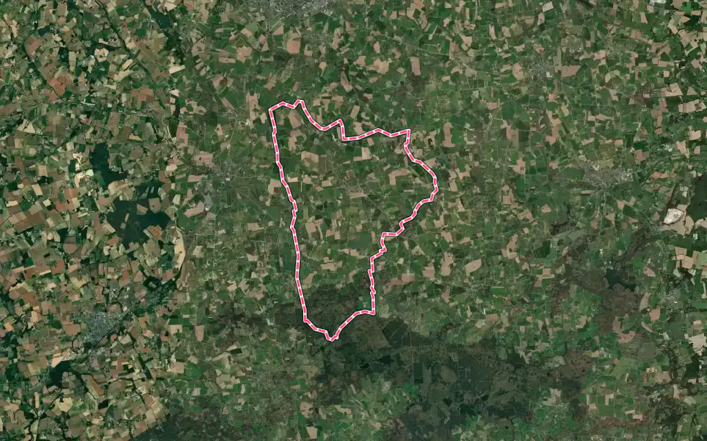 Vue satellite de Muel avec ses contours administratifs