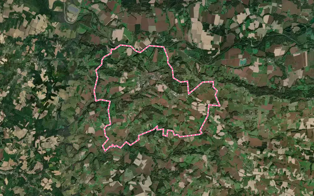 Vue satellite de Mugron avec ses contours administratifs