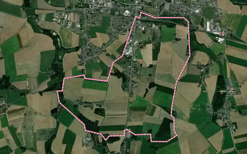 Vue satellite de Muille-Villette avec ses contours administratifs